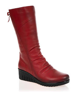 Comfort Boots: Cabello Elsie Red Leather Calf Boot