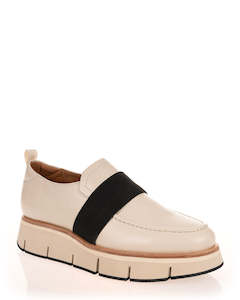 Casual: Alfie & Evie Batty Cream Leather Casual Shoe