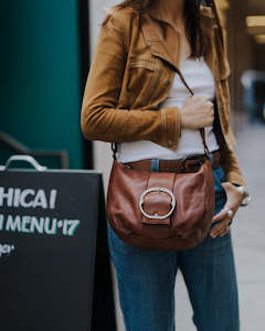 Handbags: Kompanero Imani Cognac Leather Crossbody Bag