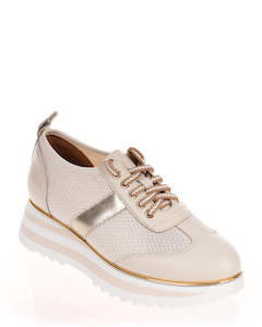 Alfie & Evie Harmony Cream Leather Casual Sneakers