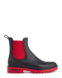 Verbenas Gaudi Negro/Rojo Pull On Ankle Boots