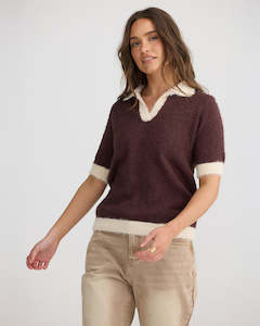 Winter: Talisman TA25033-1 Joey Knit Top Chocolate with Ecru