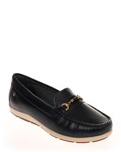 Flat Shoes: Andacco 47005 Alfa Navy Leather Casual Moccasins