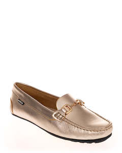Andacco 3586 Gold Metalic Leather Casual Moccasins