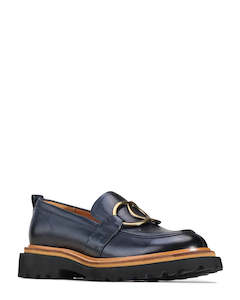 EOS Abbi Navy Leather Loafer