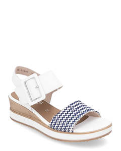 Remonte D6453-80 White Combination Leather Wedge Sandal