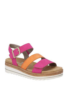 Remonte D0Q55-31 Pink/Orange Vegan Wedge Sandal
