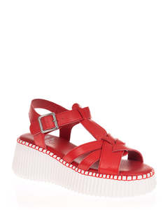 Minx Capri Tomato Red Leather Platform Wedge