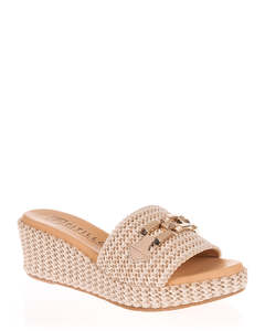 Sandals: Pitillos 10562 Natural Summer Wedge Slide