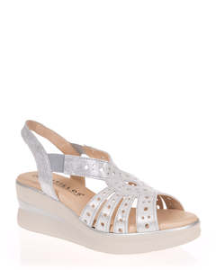 Pitillos 10363 Plata Leather Wedge Sandal