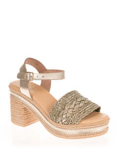 Nui X Neo Queenie Platino Leather & Textile Platform Heel