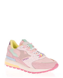 Low Back Sneakers: Victoria 1 156111 Rosa Leather & Textile Trainer