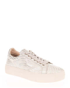 Low Back Sneakers: Wave 6025 Texas Argento Leather Sneaker