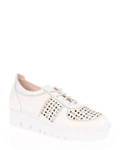Low Back Sneakers: Jose Saenz 4423 - BG Blanco Leather Casual Lace Up