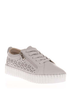 Just Bee Climber Grey Floral Punch Leather Sneaker