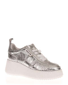Minx Racer Boost Leather Silver Floral Emboss Sneaker
