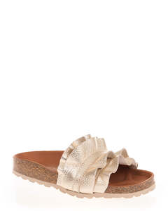 Verbenas Rocio Oro Leather Ruffle Slide