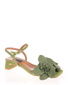 Neo 25084 Green Suede Leather Flower Shoe
