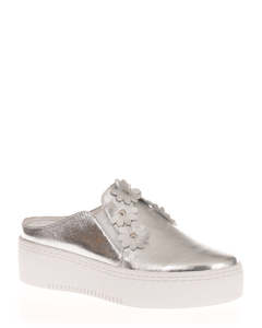 Mule: Minx Flora Mara Silver Slip On Casual Mule