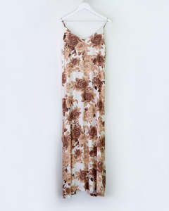 Occasions: Haris Cotton 6940 Printed Dress Brown Roses