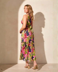 Occasions: Tribal Sleeveless Plisee Dress Teaberry