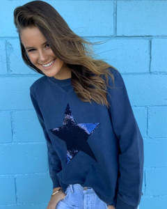 Sophie Moran Sequin Star Navy Sweatshirt