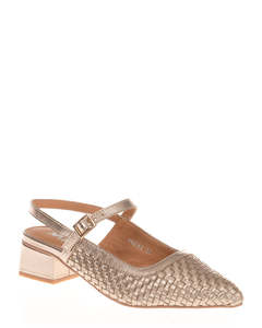 Low Heels: Minx Marina Bronze Woven Leather Shoe