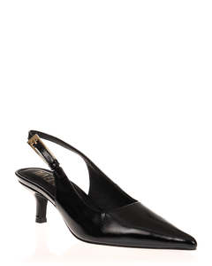 Slingbacks: Hael & Jax Gracious Black Leather Slingback Court Shoe