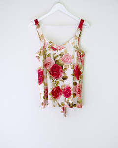 Blousers Tops: Haris Cotton 1054R Loose Fit Top Red Roses