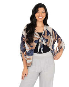 M Made in Italy Woven Cardigan Navy Waves