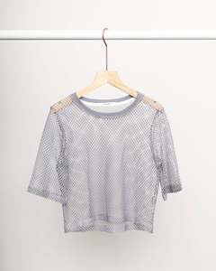 Short Sleeves: Two by Two Arrow Mesh Top Grey