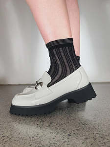 Socks Singles: Minx Short Friil Black/Grey Socks