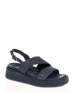 Minx Braider French Navy Woven Leather Sandal