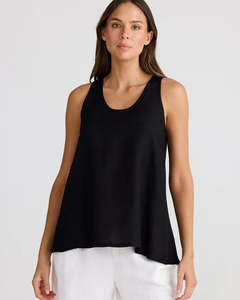 Sleeveless: Shanty SH25146-1 Livorno Black Linen Singlet