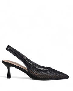 Minx Mist Black Mesh Slingback