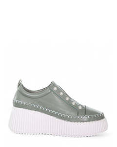 Casual: Minx Pearlzie Boost Sage Stripe Leather Sneaker