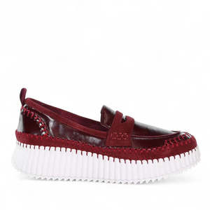 Footwear: Minx Tide Choc Cherry Suede Leather Stitch Casual