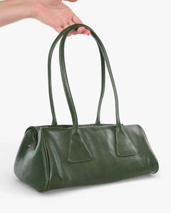 Handbags: Minx Twin Peaks Khaki Leather Shoulder Bag