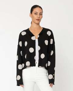 Clothing: Two by Two Mire Cotton Cardigan Black Polka Dot