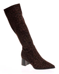 Minx Monica Cafe Leopard Suede Microstretch Long Boot
