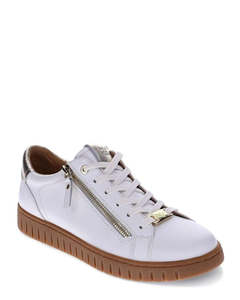 Mia Vita Luna White/Tan Leather Sneaker