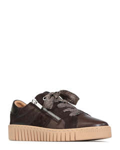 Low Back Sneakers: EOS Tinah Mahogany Leather Sneaker