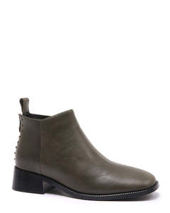 Ankle Boots: Minx Pippity Pop Khaki Wax Ankle Boot