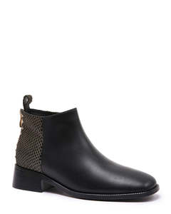 Minx Pippity Pop Black Nappa Gold Emboss Ankle Boot