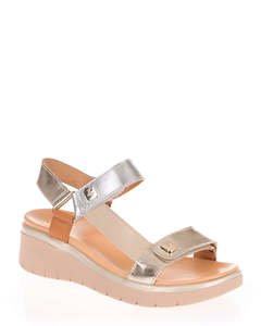 Sandals: Mia Vita Candice Soft Gold/Silver Multi Leather Comfort Sandal