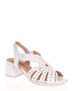 Mid Heels: Pitillos 10531 White Leather Shoe
