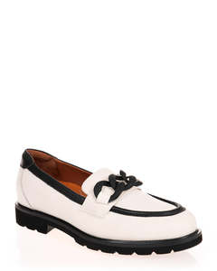 Heels: Chrissie Grady Pebbled Off White Leather Loafer