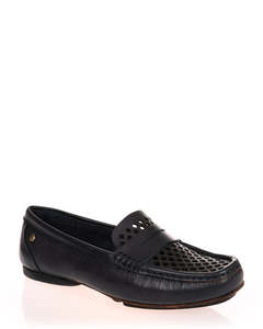 Footwear: Andacco 45020 Alex Alfa Navy Leather Moccasins