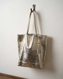Handbags: Desti Saint Italian Leather Shopper Bag Champagne