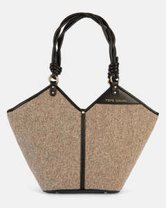 Handbags: Pepe Moll Lili Taupe Vegan Collection Geometric Shopping Bag